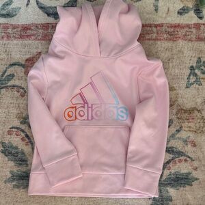 Adidas Kids Light Pink Hoodie with Multicolor Logo